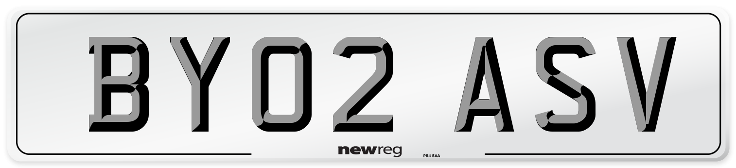 BY02 ASV Number Plate from New Reg